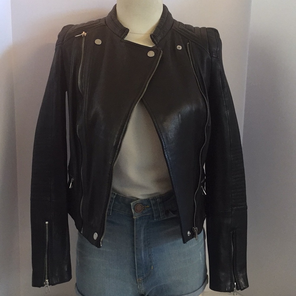 Zara Trafaluc Authentic Leather Biker Jacket